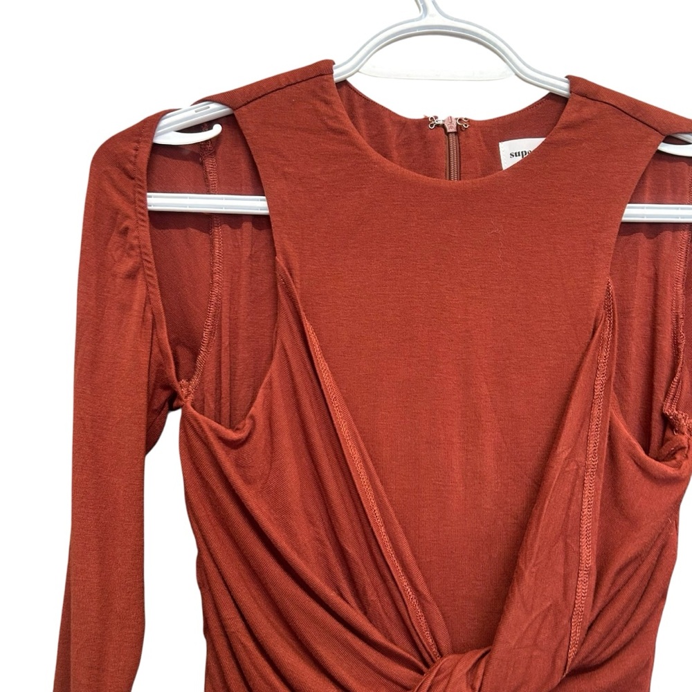 Superdown Cold Shoulder Mini Dress - Rust - Size S - Picture 2 of 6